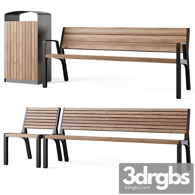 Miela park benches with litter bin prax by mmcite