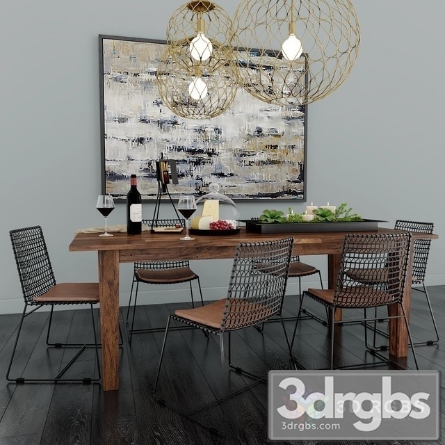 Tig Metal Dining Chair and Wood Table