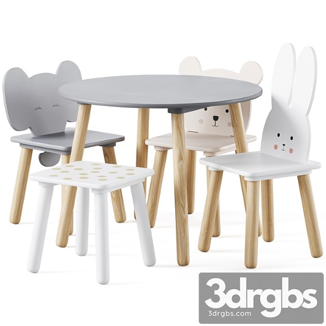 Table and animal kids chair by jabadabado 2