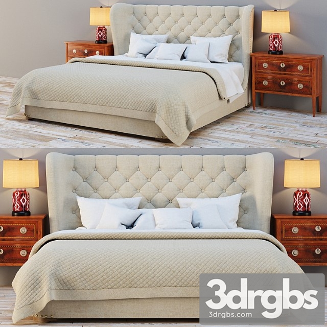 Rh Churchill Fabric Sleigh Bed