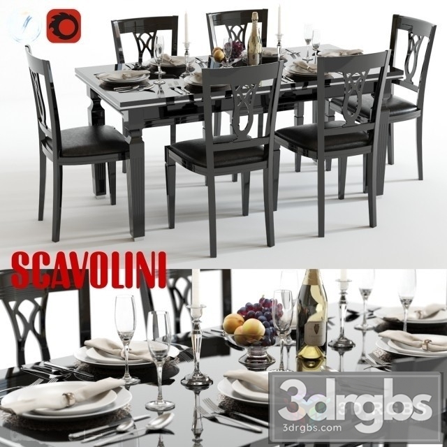 Scavolini Baccarat Table and Chairs Black