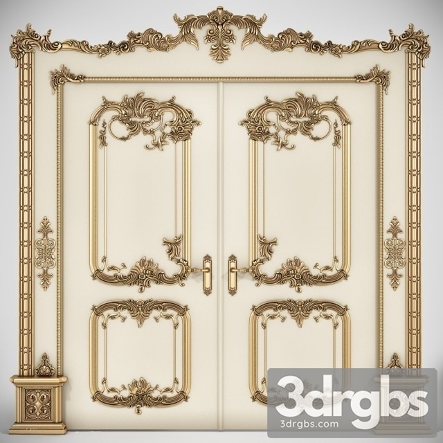 Classic Wooden Door Inlaid Gold