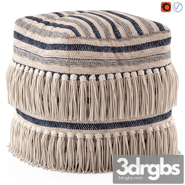 Network rugs bone fringed wool ottoman 2