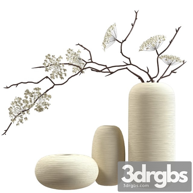 Bouquet Flowering Branches Ceramic Vases