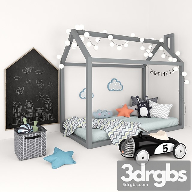 Bed-house with a set of accessories for children