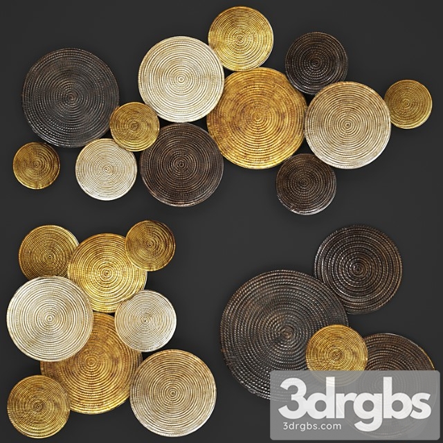 Art. circles wall decor. wall decor, painting, discs, gold decor, luxury, panels