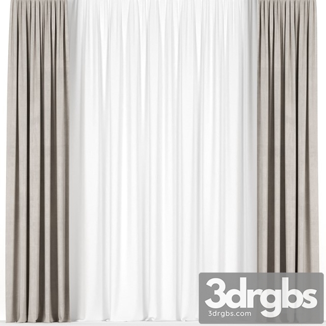 Beige curtains with tulle.