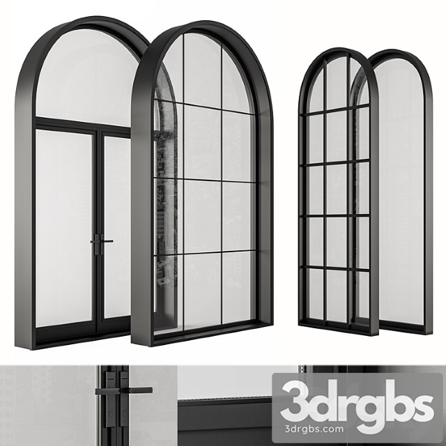 Black modern arched window - windows set 07