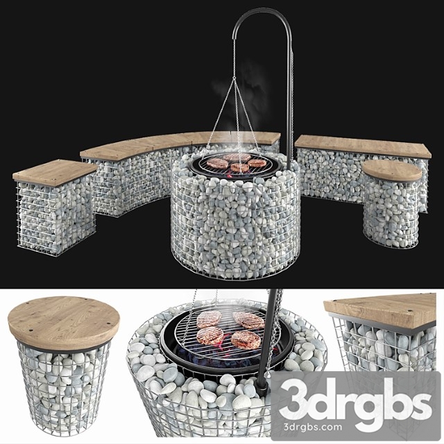 Gabion Fireplace Benches 1