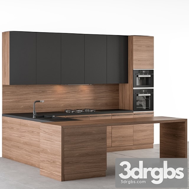Kitchen modern - wooden and black 59
