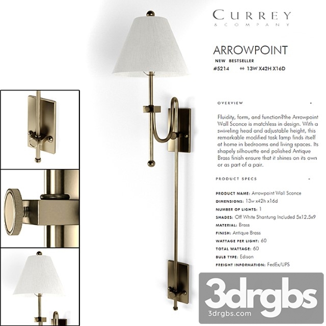 Currey Company Arrowpoint Wall Sconce 3d Model