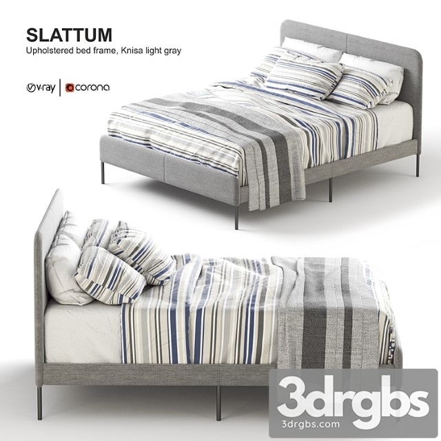 Ikea Slattum Upholstered Bed Frame Knisa Light Gray