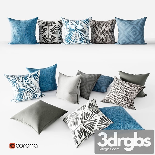 Decorative Pillows Grey And Blue Set