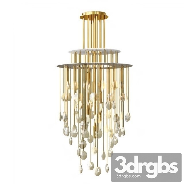 Hailee Med Chandelier Natural Brass Crystal