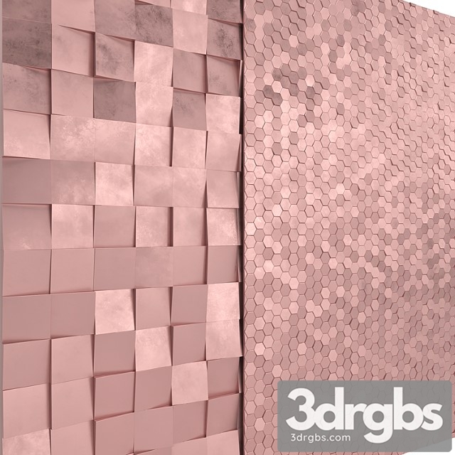 Rose Gold Panels Cubes Hexagons