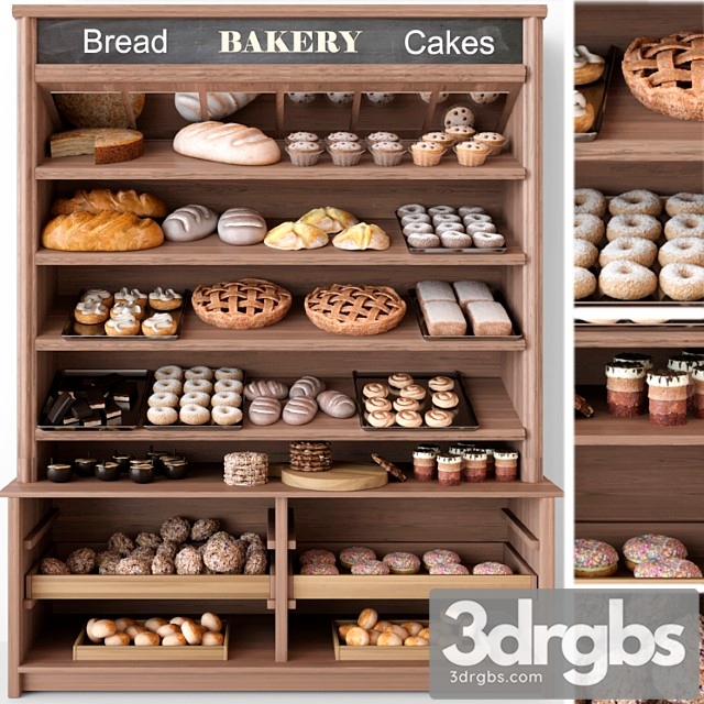 Showcase In A Bakery With Pastries and Desserts Sweets