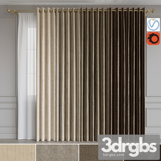 A set of curtains on the rings 15. beige range