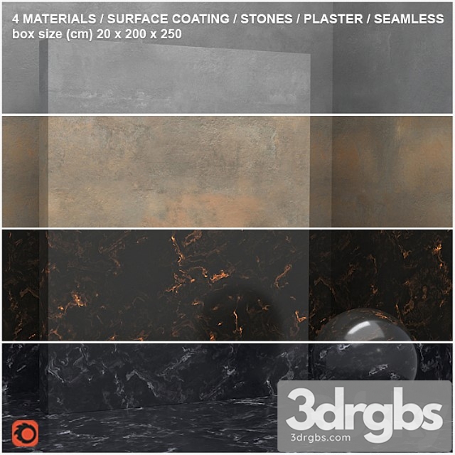 4 materials (seamless) - stone, plaster - set 15