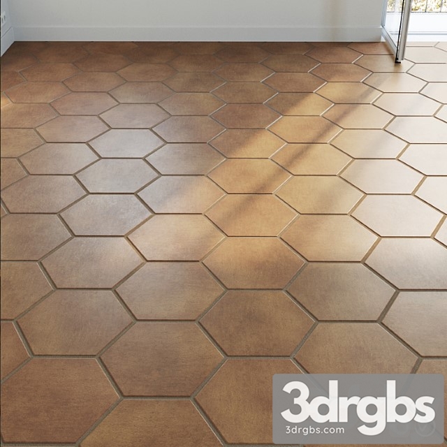 Ceramic Tile Set 03 Hexagon Natural Terracotta