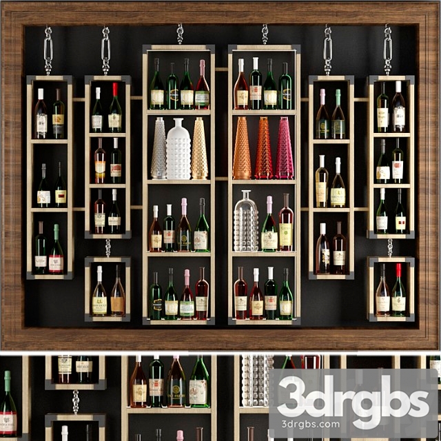 Rack With Collectible Wine and Vases