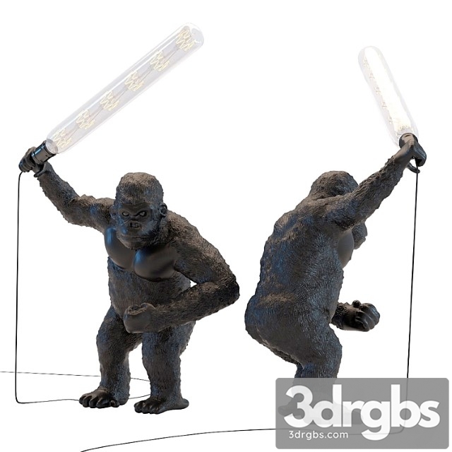 Table lamp animal fighting kong mat black