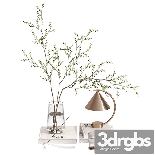 Decorative Set With Branches And Meridian Lamp
