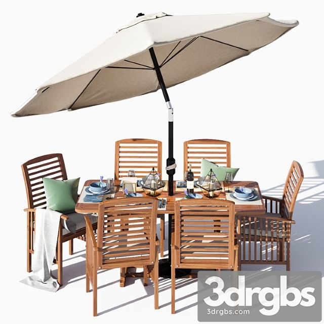 Other Brown acacia 7- piece dining set