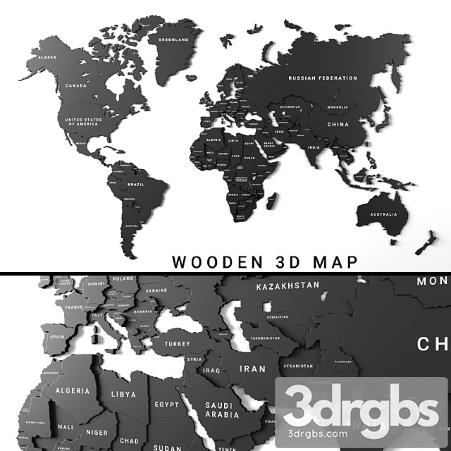 Wooden Panel World Map 3