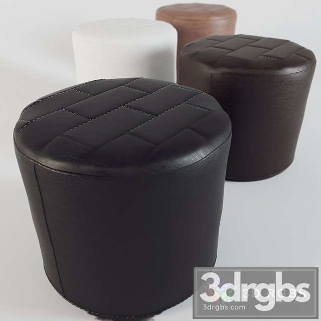 Leather Black Pouf