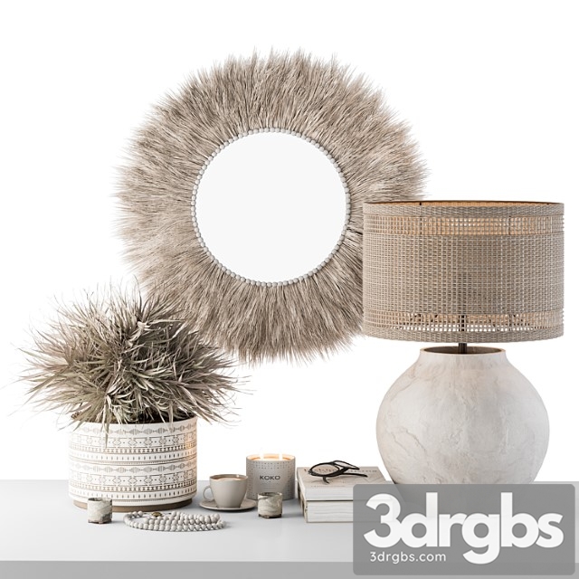 Decorative set moon thatch with dried plant - set 105