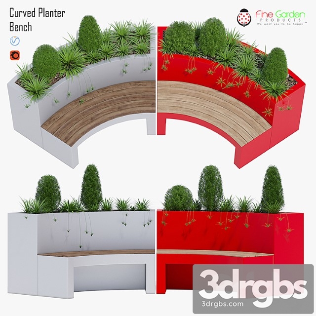 Curved Planter Bench One