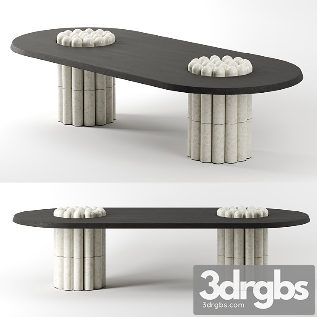 Raku Yaki Dining Table Oblong by Emmanuelle Simon