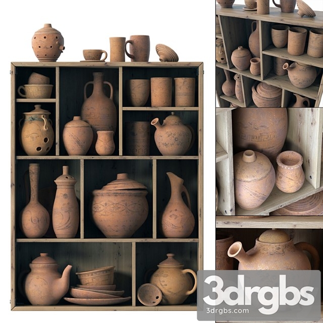 Clay tableware shelf no.15