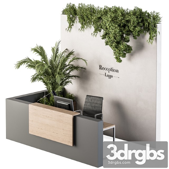 Reception desk and wall decoration - set 09 2
