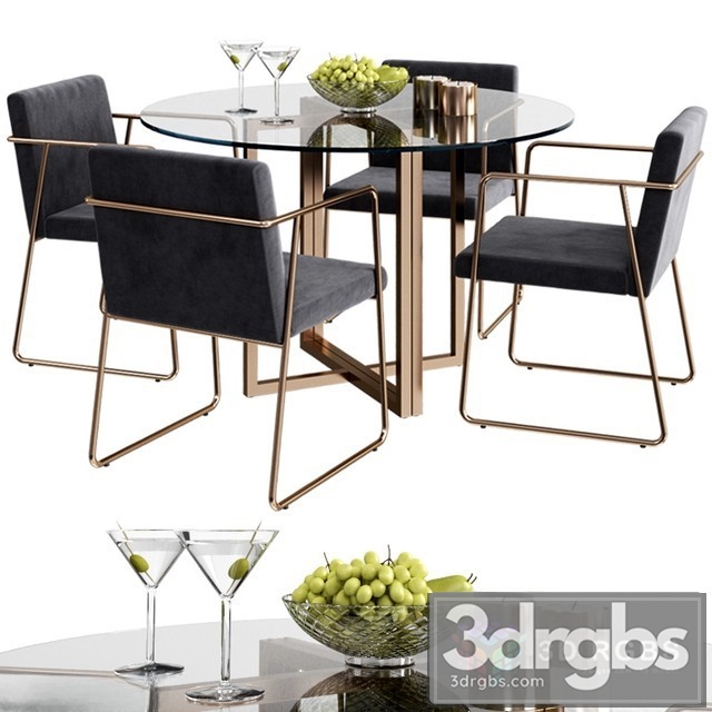 CB2 Rouka Chair Round Dining Table