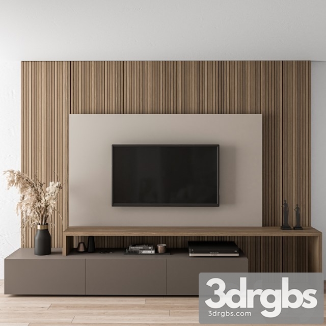 Tv wall blackk and wood - set 19