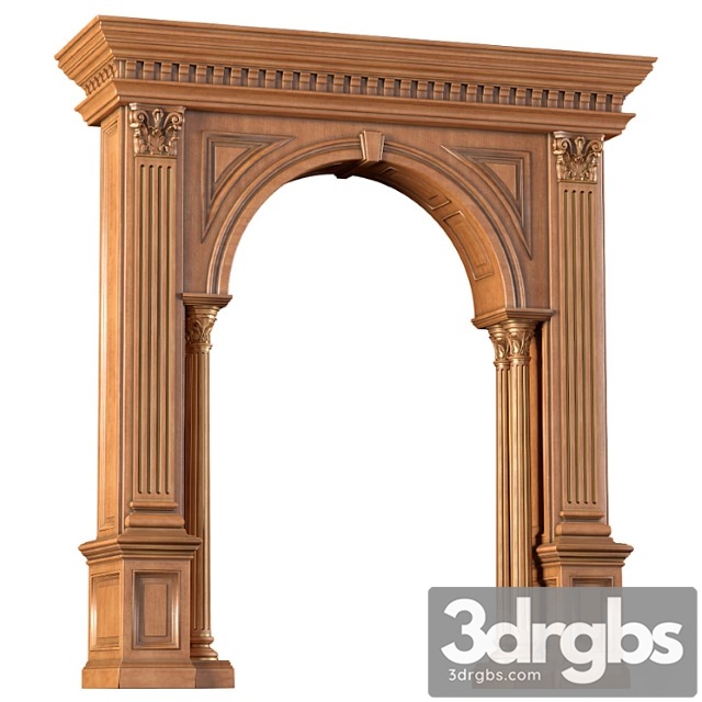 Classic arched doorway made of wood. arch in classic style