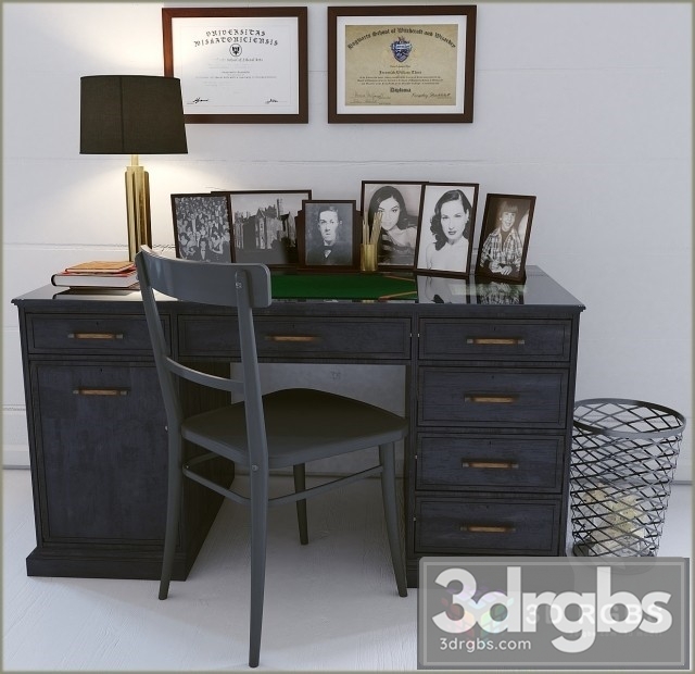 Industrial Black Work Desk and Chair