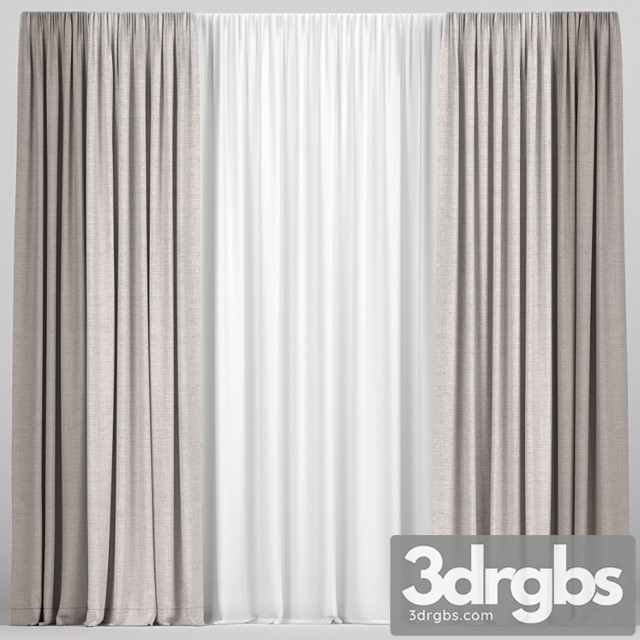 Brown Curtains In Two Colors With Tulle.