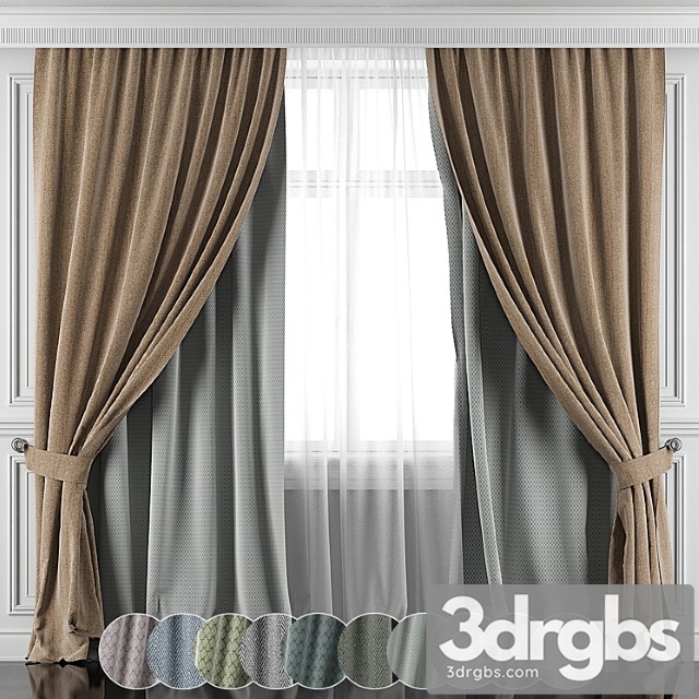 Set of Curtains 12 Pieces With Window And Moldings 396 401