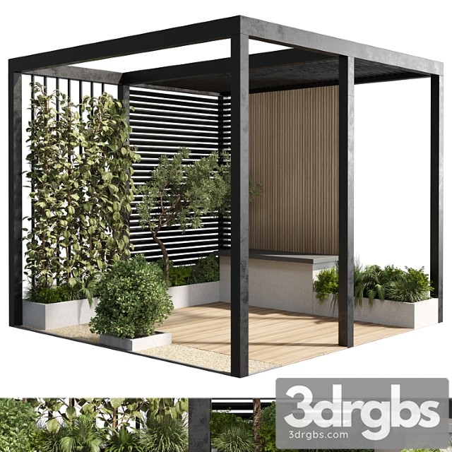 Landscape furniture with pergola and roof garden 07 corona