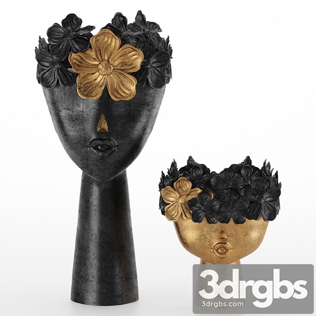 Floral girls bust statue