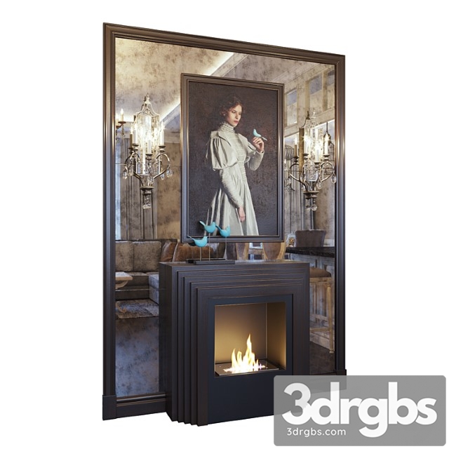 Fireplace, sconce, picture, decor and mirror panel (fireplace sconce gianna picture and decor blue dark you)