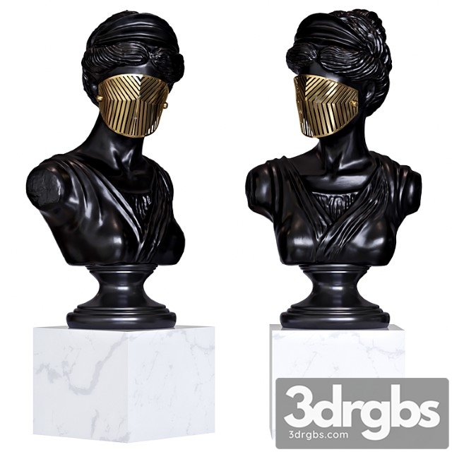 Bust woman in mask figurine