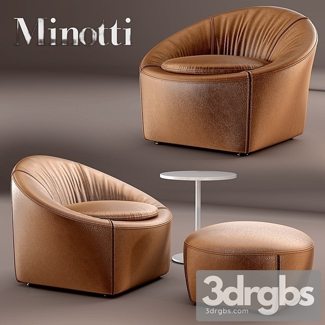Minotti Leather Brown Armchair