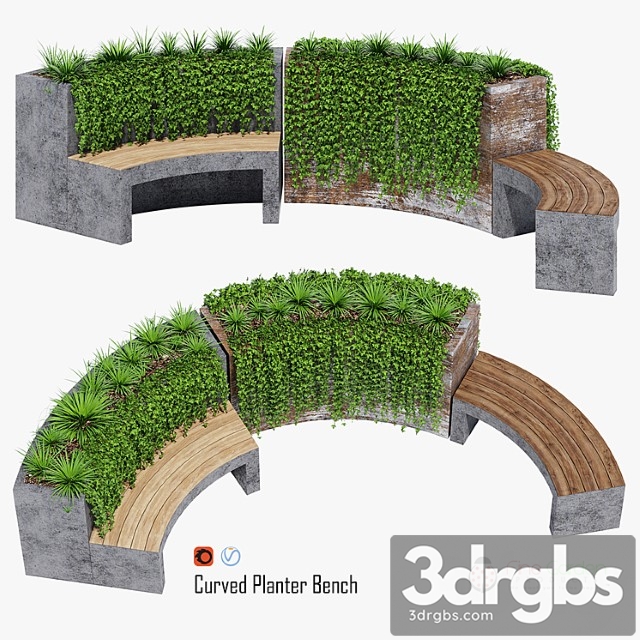 Curved Planter Bench Two