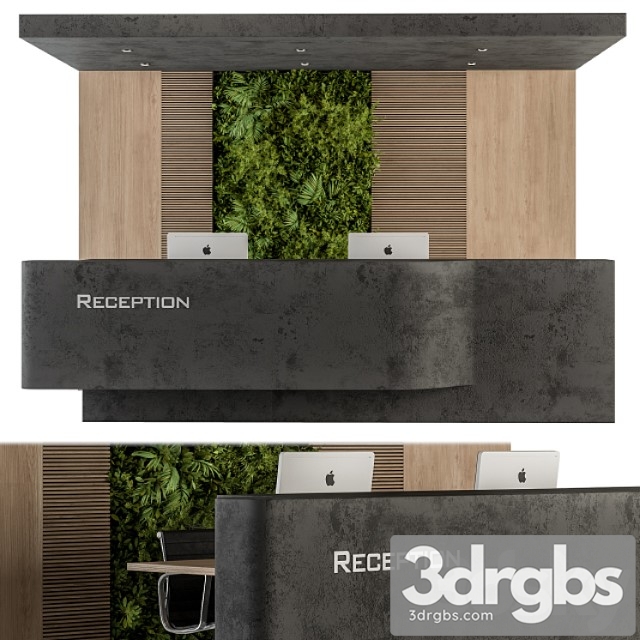 Reception desk and wall decoration - set 07 2