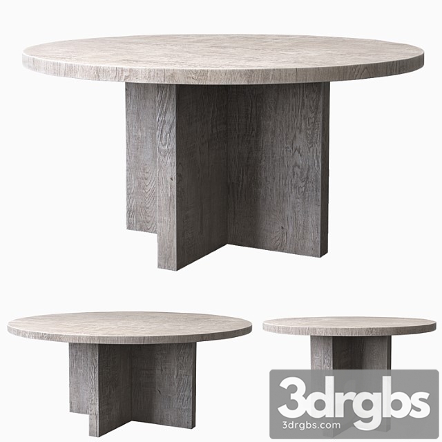 Reclaimed russian oak plank round dining table gray