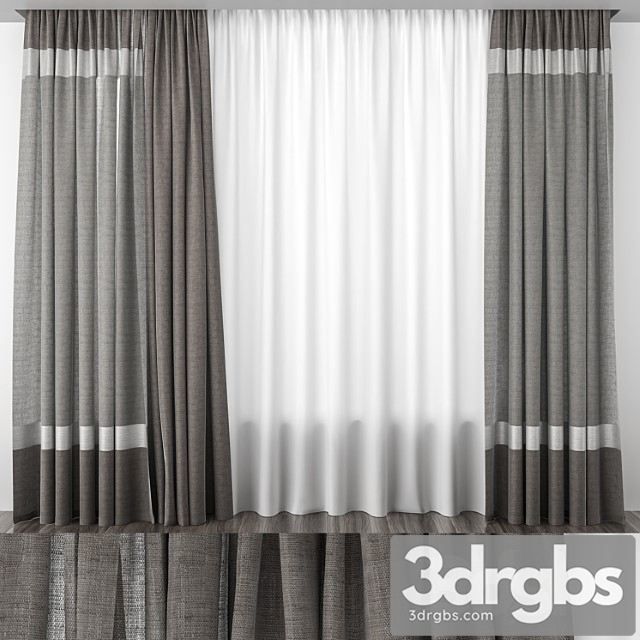 Gray-brown striped curtains