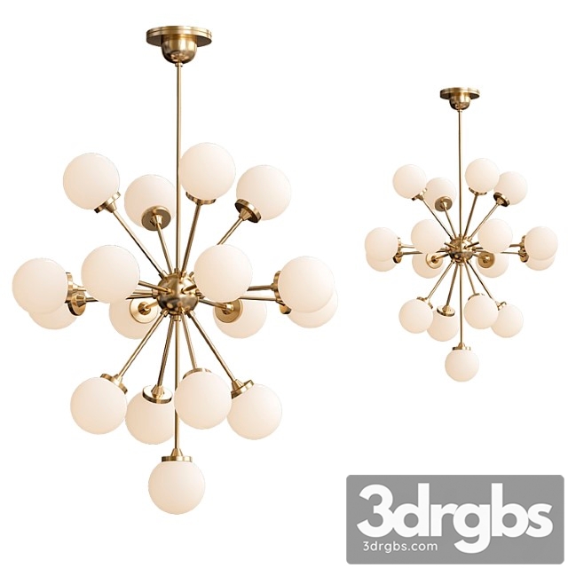 Large italian brass sputnik chandelier